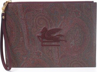 Logo-Embroidered Paisley-Printed Zipped Pouch