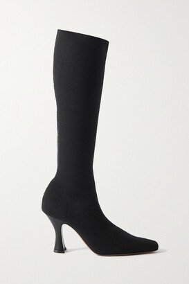 Ran Stretch-knit Knee Boots - Black