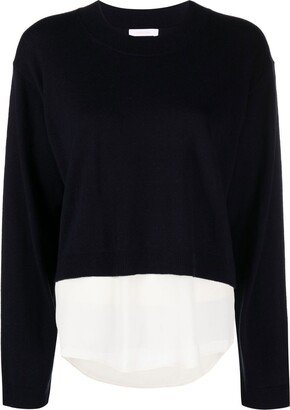 Layered-Effect Crew Neck Sweater