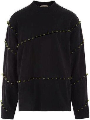 Bead-Embellished Crewneck Sweatshirt