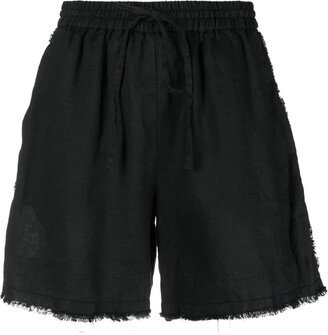 Frayed Drawstring-Waist Shorts
