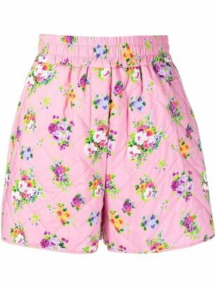 Floral-Print Quilted Shorts