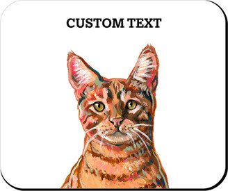 Mouse Pads: Orange Tabby Custom Text Mouse Pad, Rectangle Ornament, Multicolor