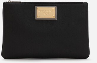 Grainy calfskin pouch