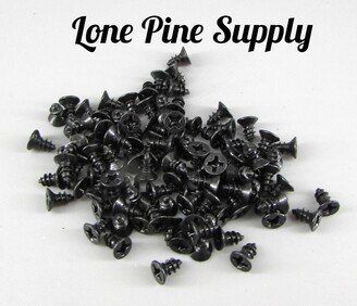 1/4 Inch Gloss Black Screws, 100 Steel Screws