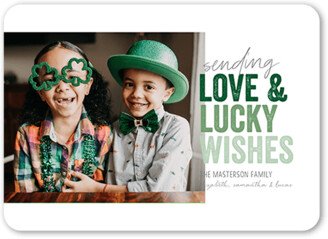 St. Patrick's Day Cards: Lucky Gradient St. Patrick's Day Card, White, 5X7, Matte, Signature Smooth Cardstock, Rounded