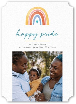 Greeting Cards: Rainbow Pride Pride Month Greeting Card, White, 5X7, Pearl Shimmer Cardstock, Ticket