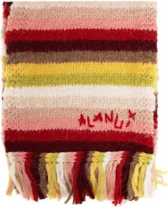 Striped Fringed Knitted Scarf