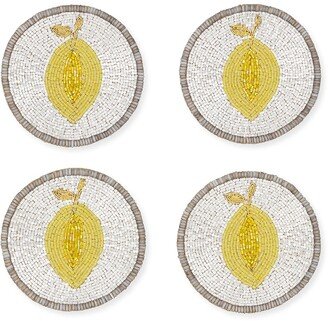 Lemon Beaded Coasters, Set of 4