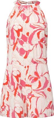 Abstract-Print Silk Playsuit