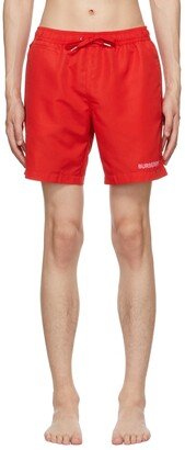 Red Polyester Swim Shorts