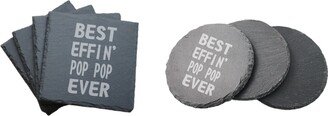 Funny Poppop Coaster Set Engraved - Best Effin Pop Ever Slate Fathers Day, Christmas Gift