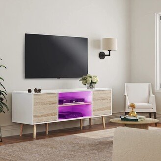 WAMPAT LED Mid-Century Modern TV Stand for TVs up to 60 inch Screen