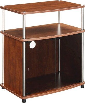 Designs2Go TV Stand for TVs up to 25 with Black Glass Storage Cabinet and Shelf Cherry - Breighton Home