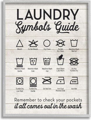 Laundry Symbols Guide Typography Gray Framed Texturized Art, 16 L x 20 H