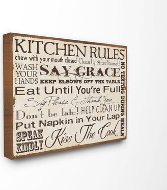 Home Decor Kitchen Rules Creme Typography Kitchen Canvas Wall Art, 30 x 40