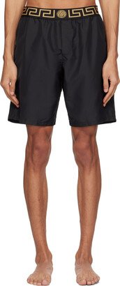 Black Greca Border Swim Shorts