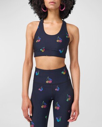 Black Halftone Cherries DuoKnit Sports Bra