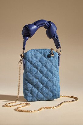 By Anthropologie Quilted Denim Cell Crossbody Bag