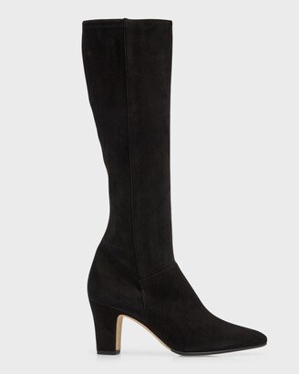 Pitana Suede Block-Heel Knee Boots-AA