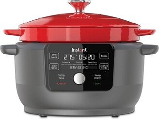 Instant Pot Electric Precision Dutch Oven 5-in-1: Braiser, Slow Cooker, Sear/Sauté, Cooking Pan, 6-Quart- Red