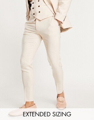 wedding super skinny suit pants in stone micro texture-AA