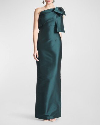 Bonnie One-Shoulder Bow Column Gown