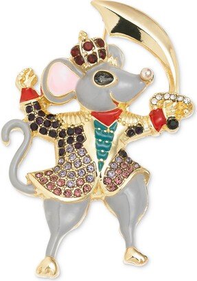 Gold-Tone Crystal Nutcracker Mouse Pin, Created for Macy's