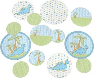 Big Dot of Happiness Baby Boy Dinosaur - Baby Shower or Birthday Party Giant Circle Confetti - Party Decorations - Large Confetti 27 Count