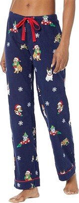 Holiday Flannel PJ Pants (Happy Pawlidays Navy) Women's Pajama