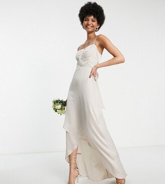 TFNC Tall Bridesmaid satin cami dress in mink