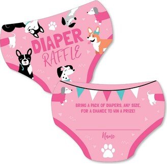 Big Dot of Happiness Pawty Like a Puppy Girl - Diaper Shaped Raffle Ticket Inserts - Pink Dog Baby Shower Activities - Diaper Raffle Game - Set of 24