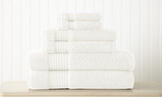 Modern Threads 6-Piece 100% Cotton Towel Set, White