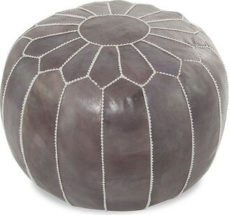 Primrose Valley Round Leather Pouf-AA