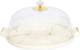 White Porcelain Cake Dome with Gold Design 11D