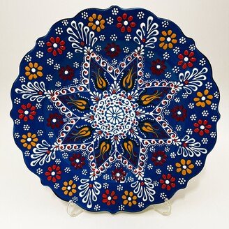 32 cm Decorative Plate For Wall Hanging, 12 Pottery Dessert Plate, Ceramic Cake Platter, Floral Cafe Bar Decoration