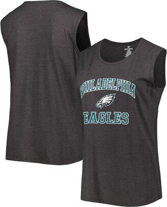 Women's Branded Heather Charcoal Philadelphia Eagles Plus Size Tank Top