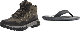 BASS OUTDOOR Men's Peak Webbing Hiker M Ankle Boot and TOPO Utility Sandal - Bundle Set