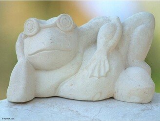 Handmade Frog Relaxes Sandstone sculpture