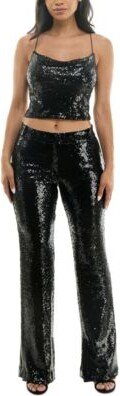 Alex & Sophia Alex Sophia Juniors Sequined Cowlneck Camisole Sequined Trousers