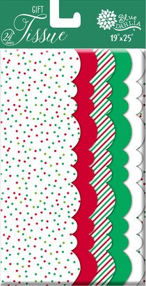 Tissue Festive Scallops Red/Green/White Set of 24