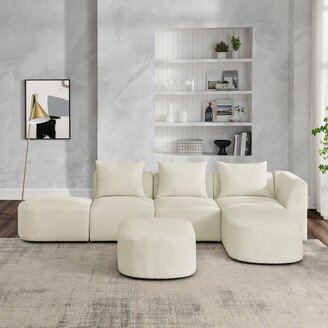 IGEMAN L-Shape Modular Sofa Sectional Sofa with Right Side Chaise and Pillows