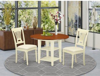 Sudbury Dining Set - a Round Kitchen Table And Dinette Chairs - Buttermilk & Cherry Finish