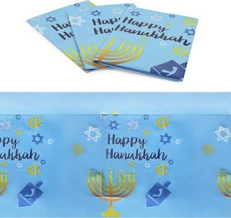 Sparkle and Bash 3 Pack Hanukkah Themed Tablecloths, Blue Table Cover (54 x 108 in)