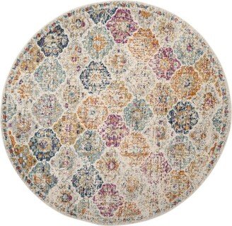 Madison MAD611B Cream and Multi 4' x 4' Round Area Rug