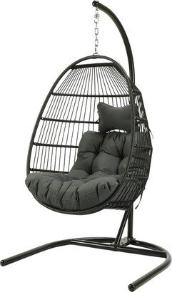 TOSWIN Modern Single Swing Chair for Garden Patio Living Room Leisure Chair with Polyethylene Wicker