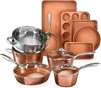 Hammered 15 Piece Nonstick Cookware and Bakeware Set