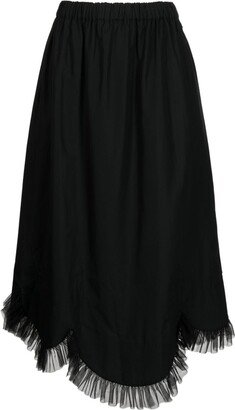 Tulle-Trim Midi Skirt