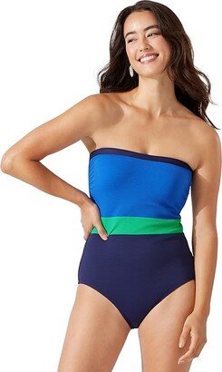 Island Cays Color-Block Bandeau One-Piece (Vivid Palm) Women's Swimsuits One Piece