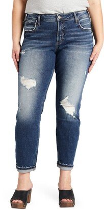 Distressed Straight Leg Boyfriend Jeans